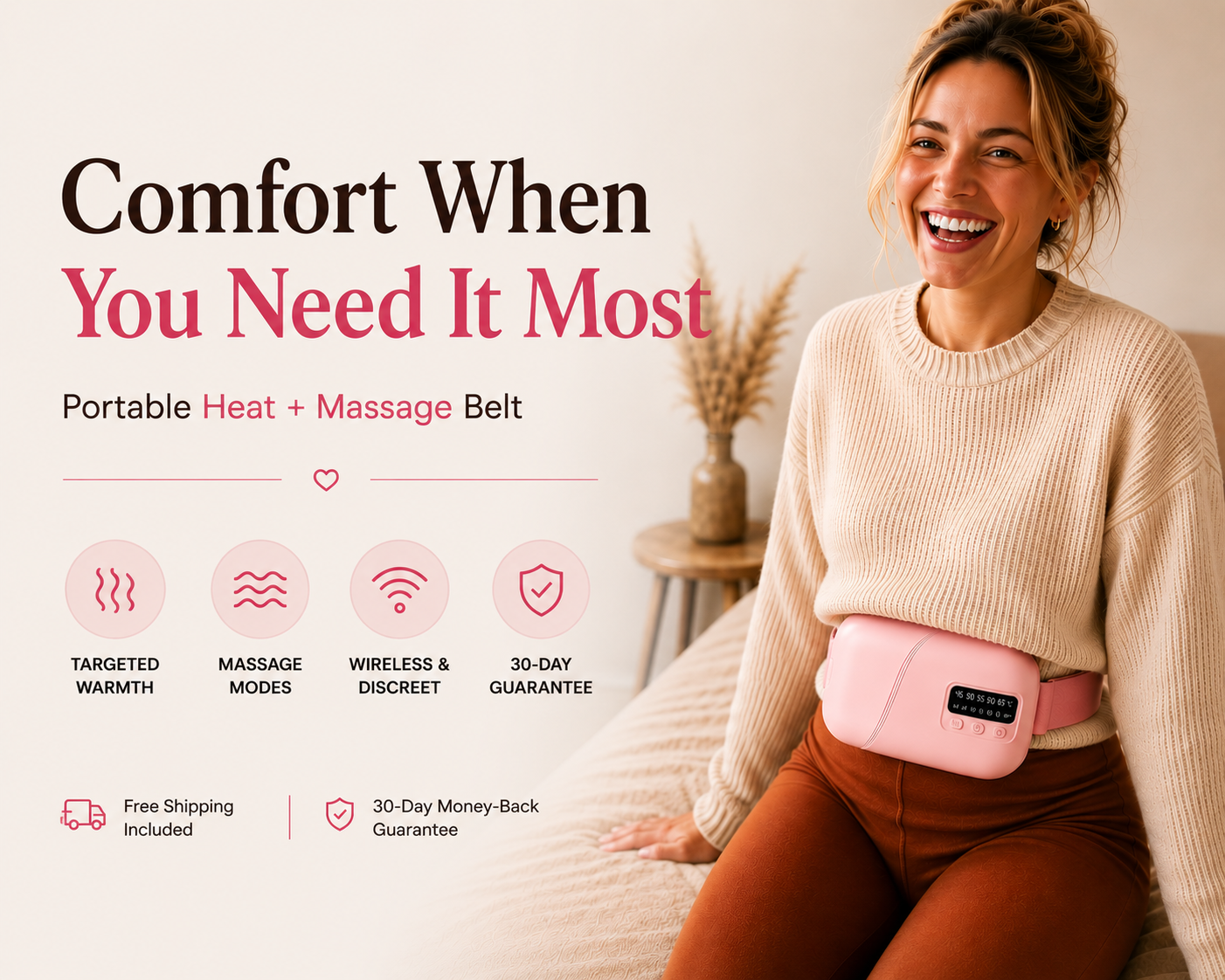 BloomEase™ Wireless Heat + Massage Belt